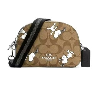 Coach X Peanuts Mini Serena Crossbody In Signature Canvas With Snoopy